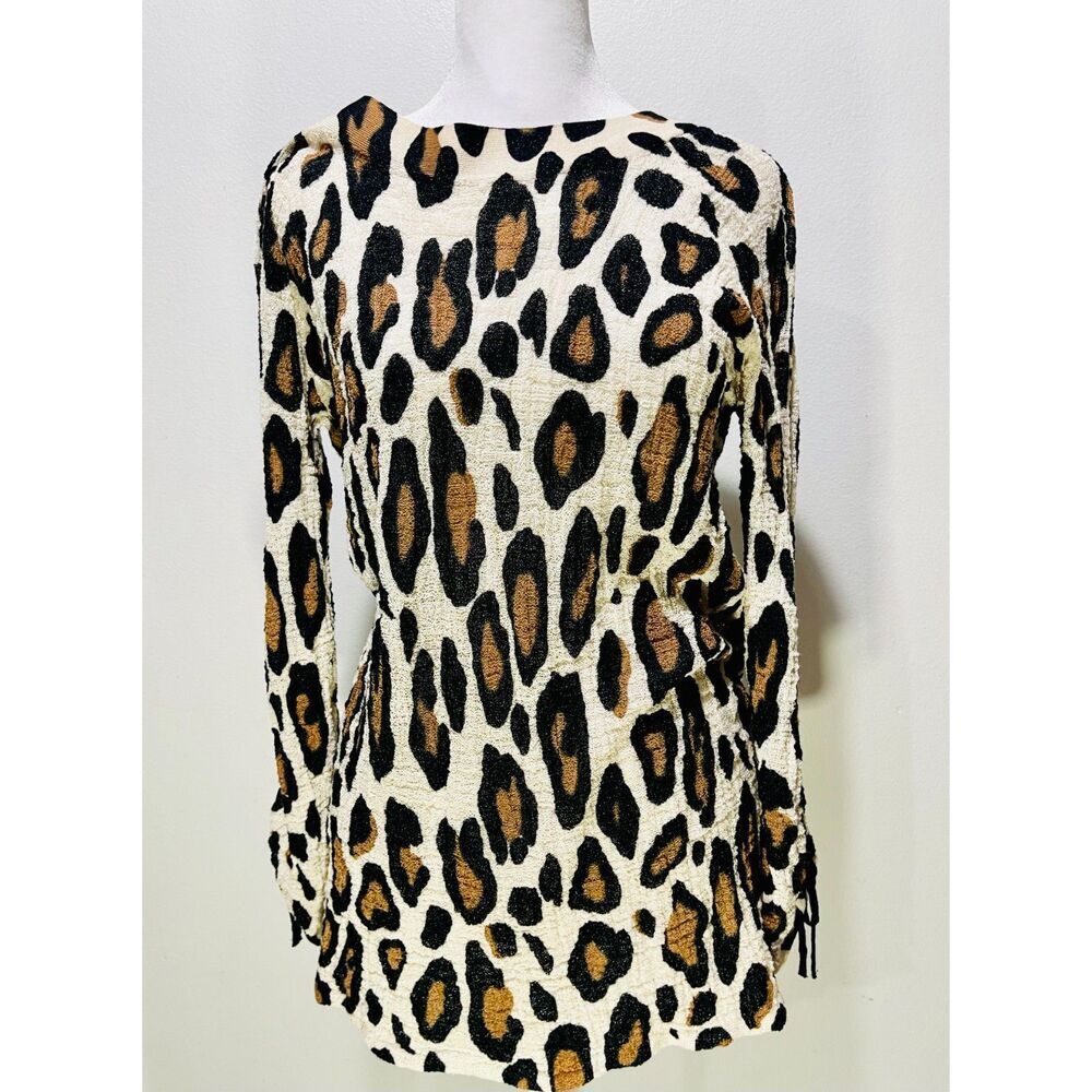 Chico's sweater animal print cheetah slinky light knit stretch casual women's S